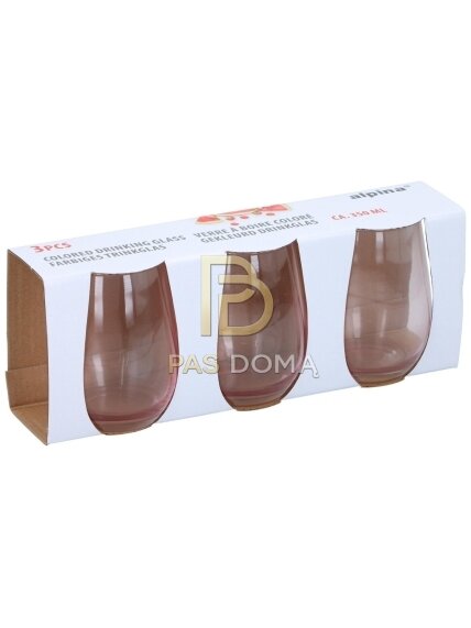 3 vnt. rožinių stiklinių 350 ml 1