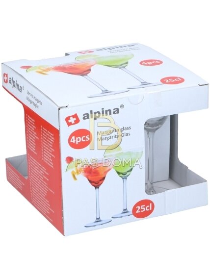 4 vnt. Margaritos stiklinių taurių 250 ml rinkinys. 3