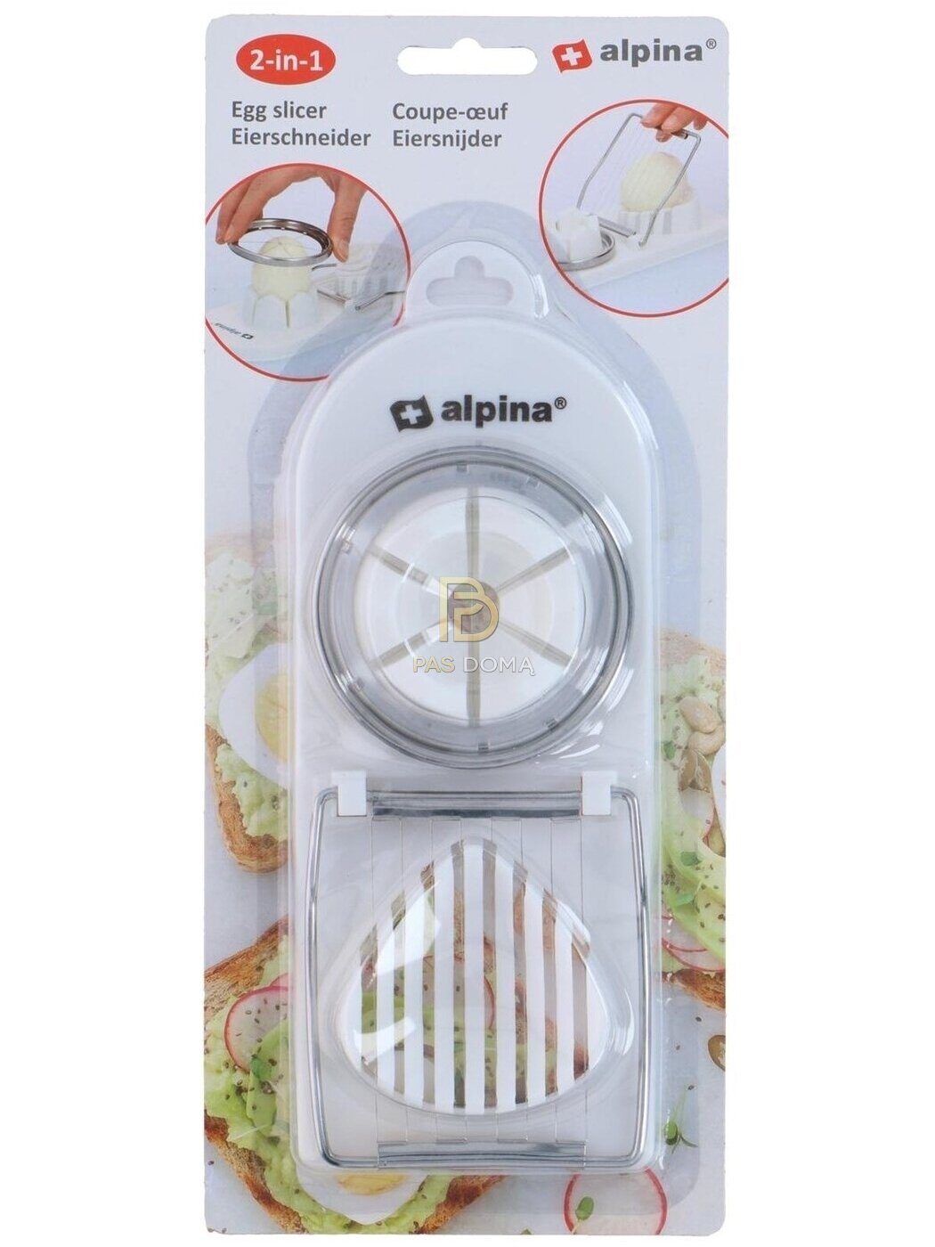 ALPINA Kiaušinių Pjaustyklė 2-in-1 Balta (21 x 8,5 x 3 cm) 1