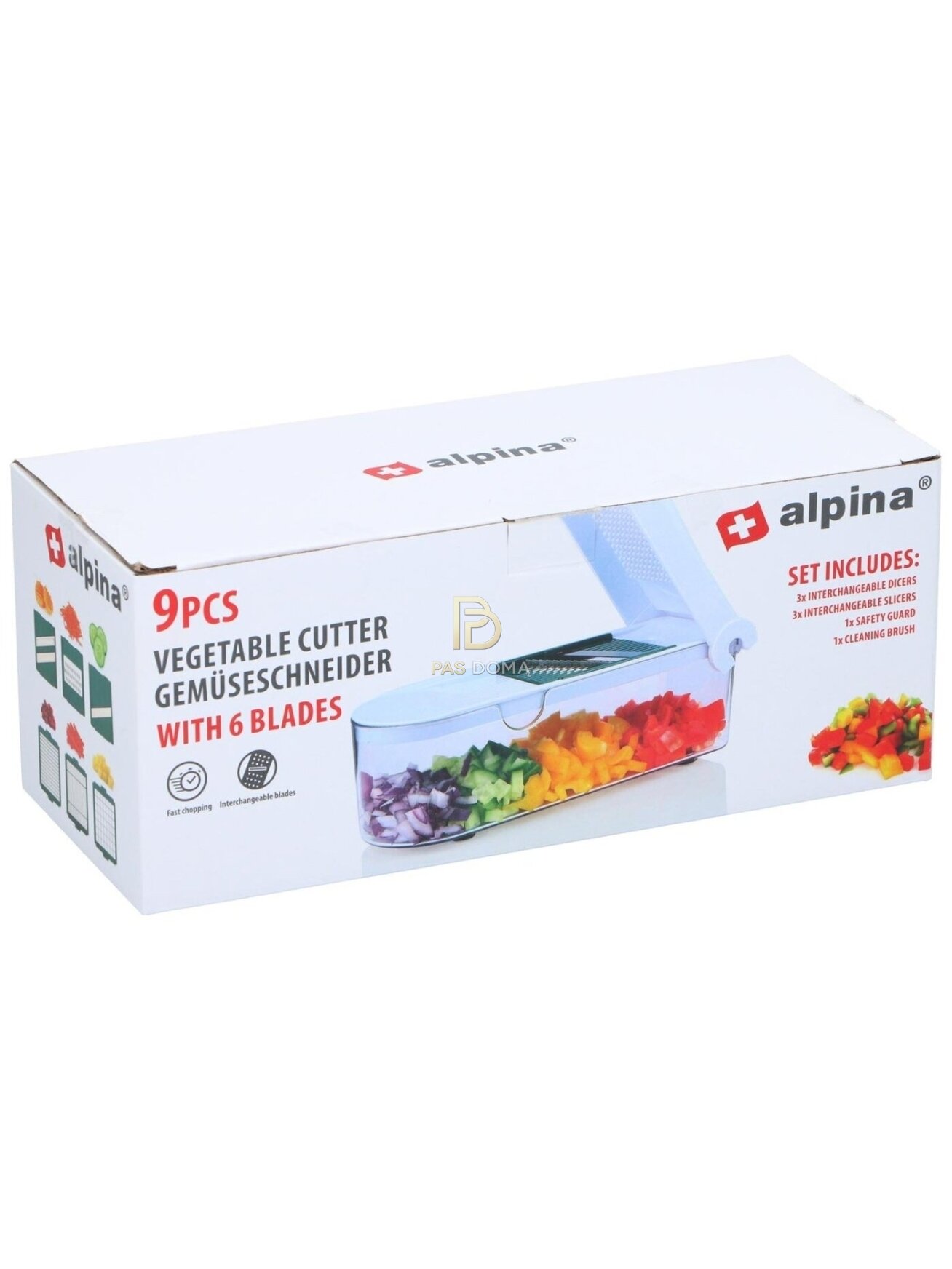 ALPINA Daržovių Pjaustyklė su 6 Keičiamais Peiliukais 27,5 x 11 x 10,8 cm 4