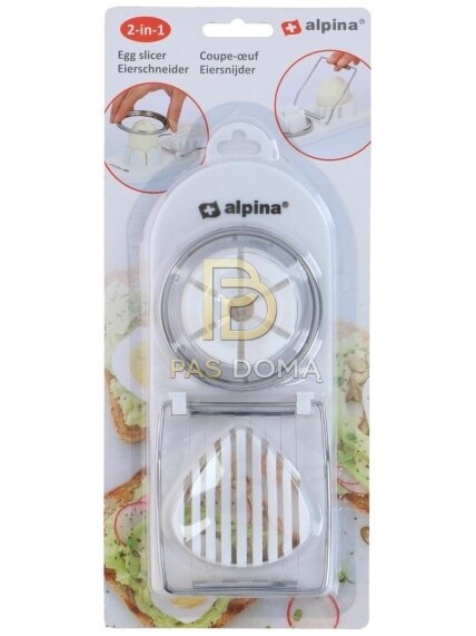 ALPINA Kiaušinių Pjaustyklė 2-in-1 Balta (21 x 8,5 x 3 cm) 1