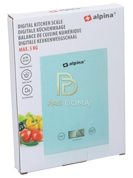 ALPINA skaitmeninės virtuvinės svarstyklės iki 5 kg