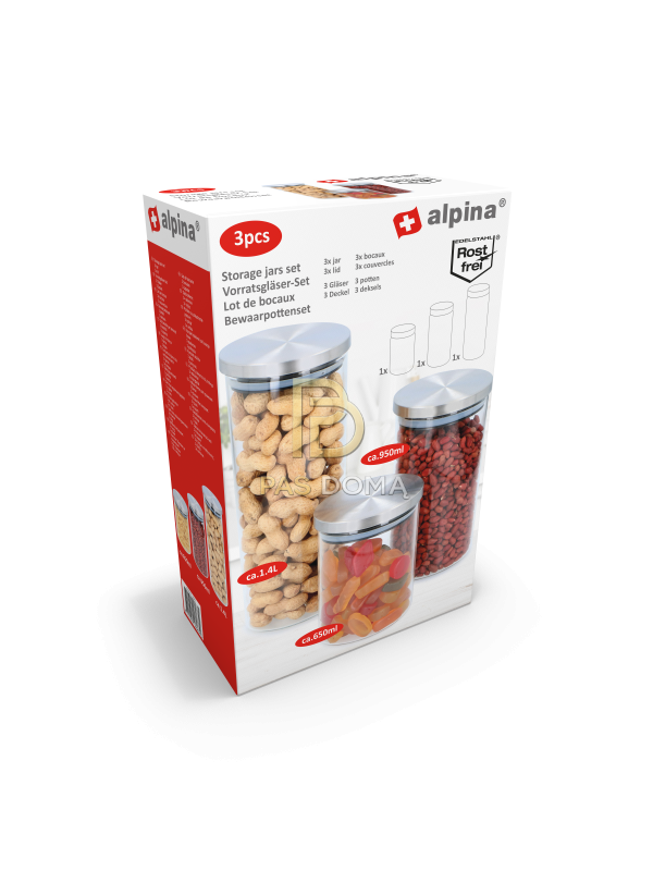 ALPINA Laikymo Indelių Rinkinys – 650 ml / 950 ml / 1,4 l 1
