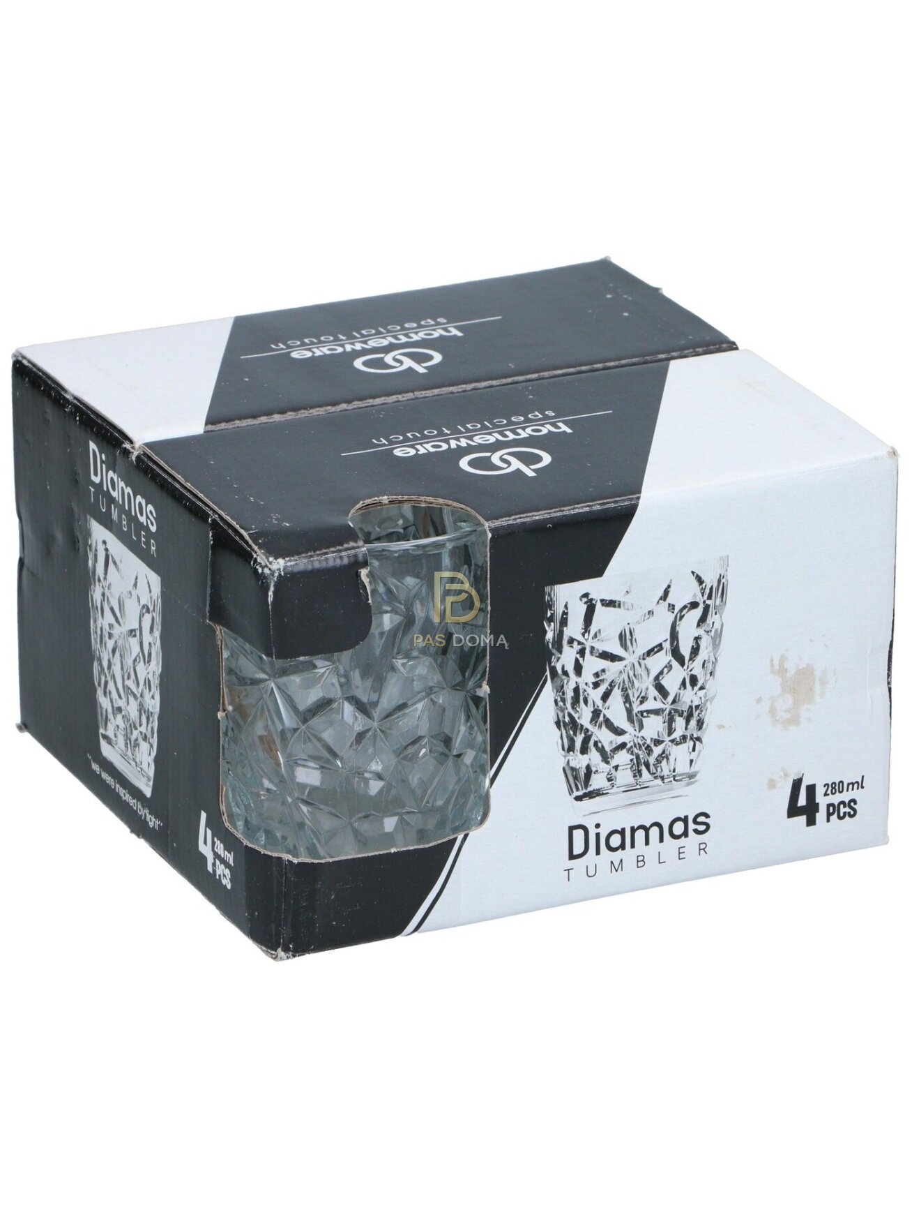 Diamas stiklinių rinkinys – 4 vnt. (280 ml) 2