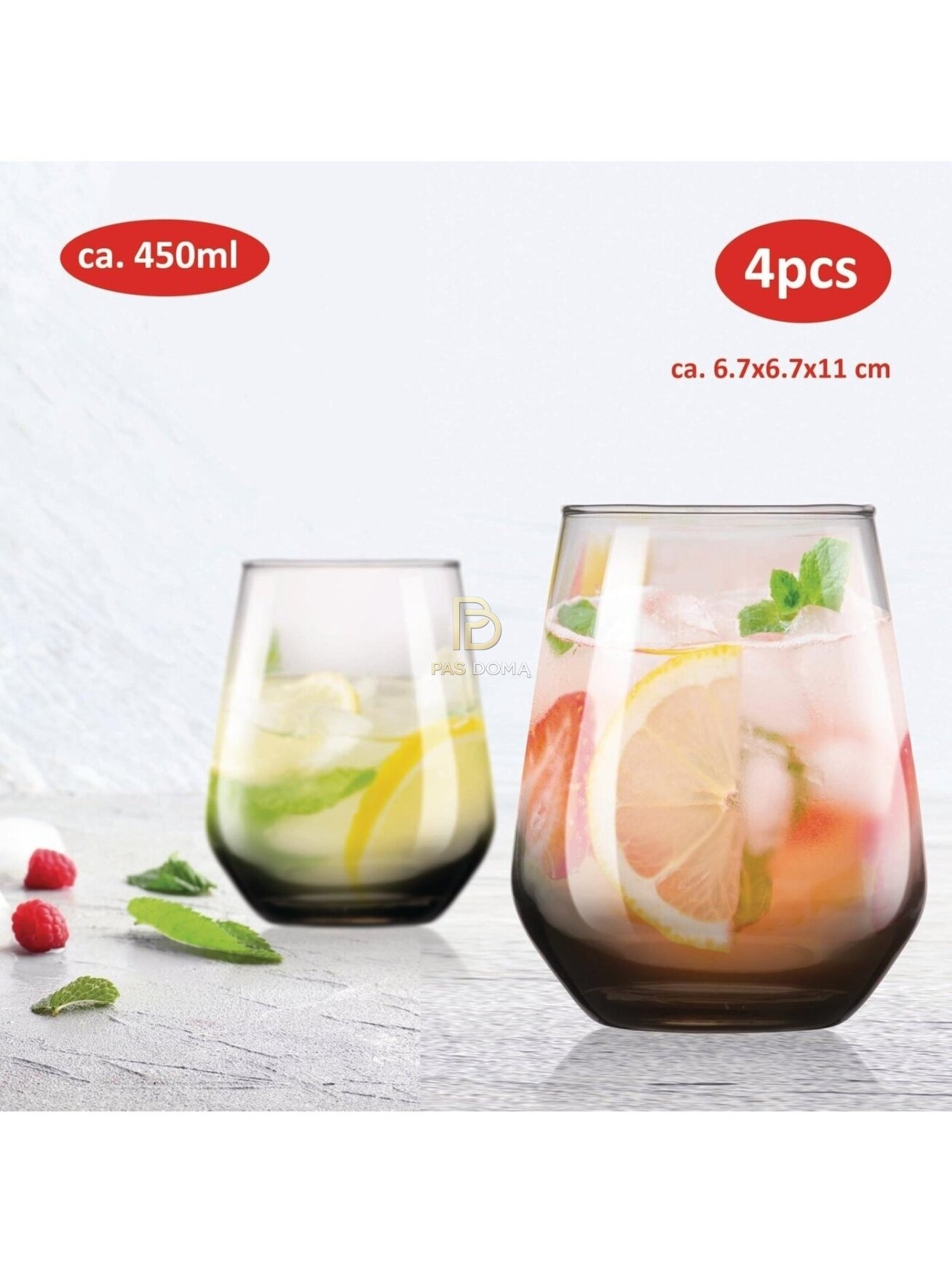 Dūminio atspalvio stiklinių rinkinys – 4 vnt. (450 ml) 1