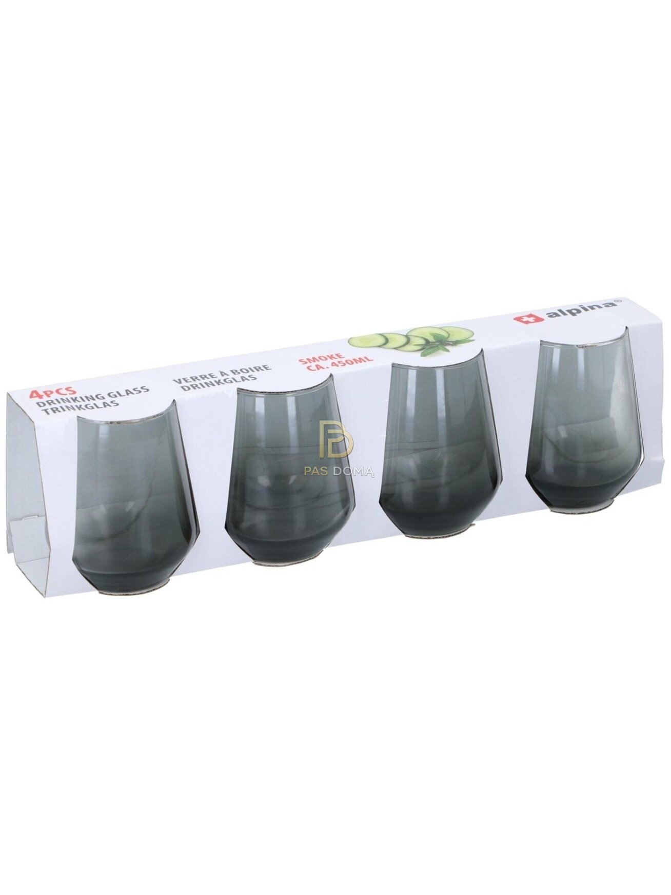 Dūminio atspalvio stiklinių rinkinys – 4 vnt. (450 ml)