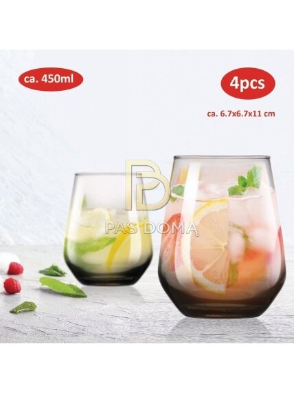 Dūminio atspalvio stiklinių rinkinys – 4 vnt. (450 ml) 1