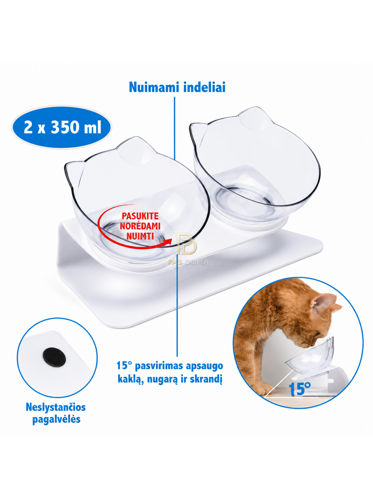 Dvigubas dubenėlis katėms 2 × 350 ml 6