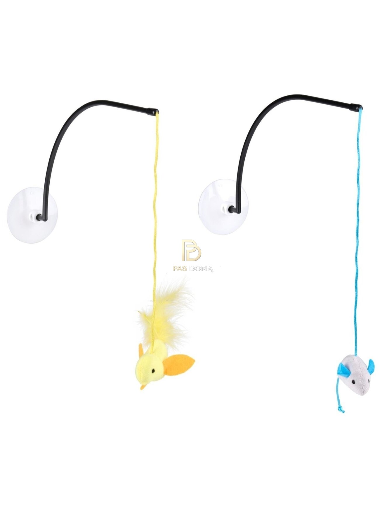 Interaktyvus meškerės tipo žaislas katėms su siurbtuku 32 cm