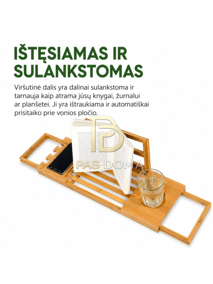 Ištraukiama vonios lentyna 50–92 × 18 × 4 cm 3
