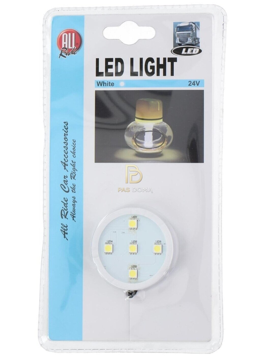 LED salono apšvietimas baltos spalvos - kvapų pastatomoms ovalioms talpoms, 5 LED, 24 V, 1 m