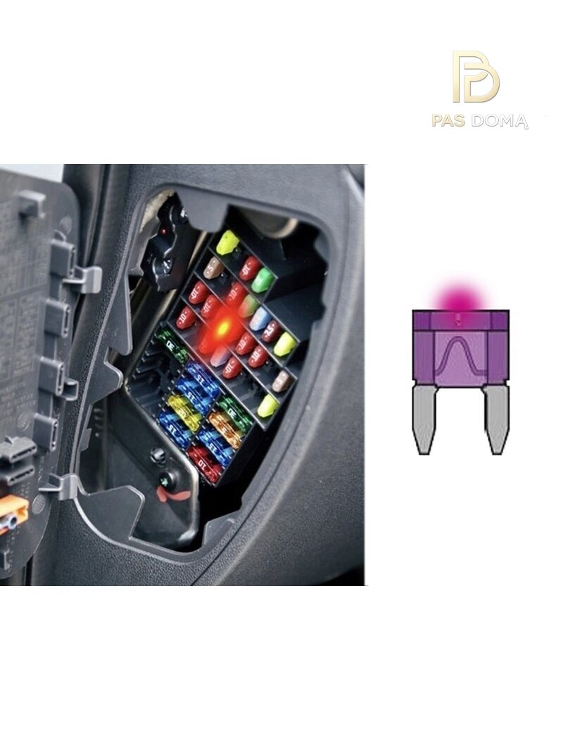 MINI plokšteliniai saugikliai su LED indikatoriumi – 10 vnt. 1