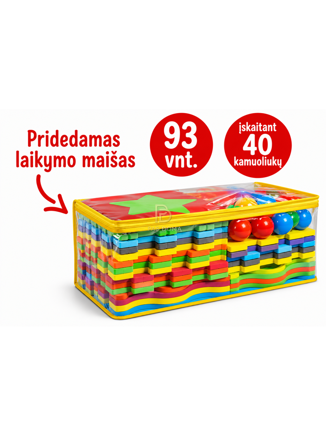 Putplasčio kamuoliukų baseinas su 40 kamuoliukų 4