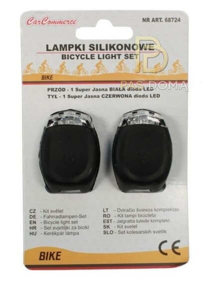 Silikoninių dviračio lempučių komplektas (priekinė + galinė) – juodas 3