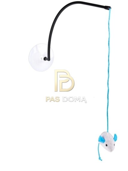 Interaktyvus meškerės tipo žaislas katėms su siurbtuku 32 cm 1