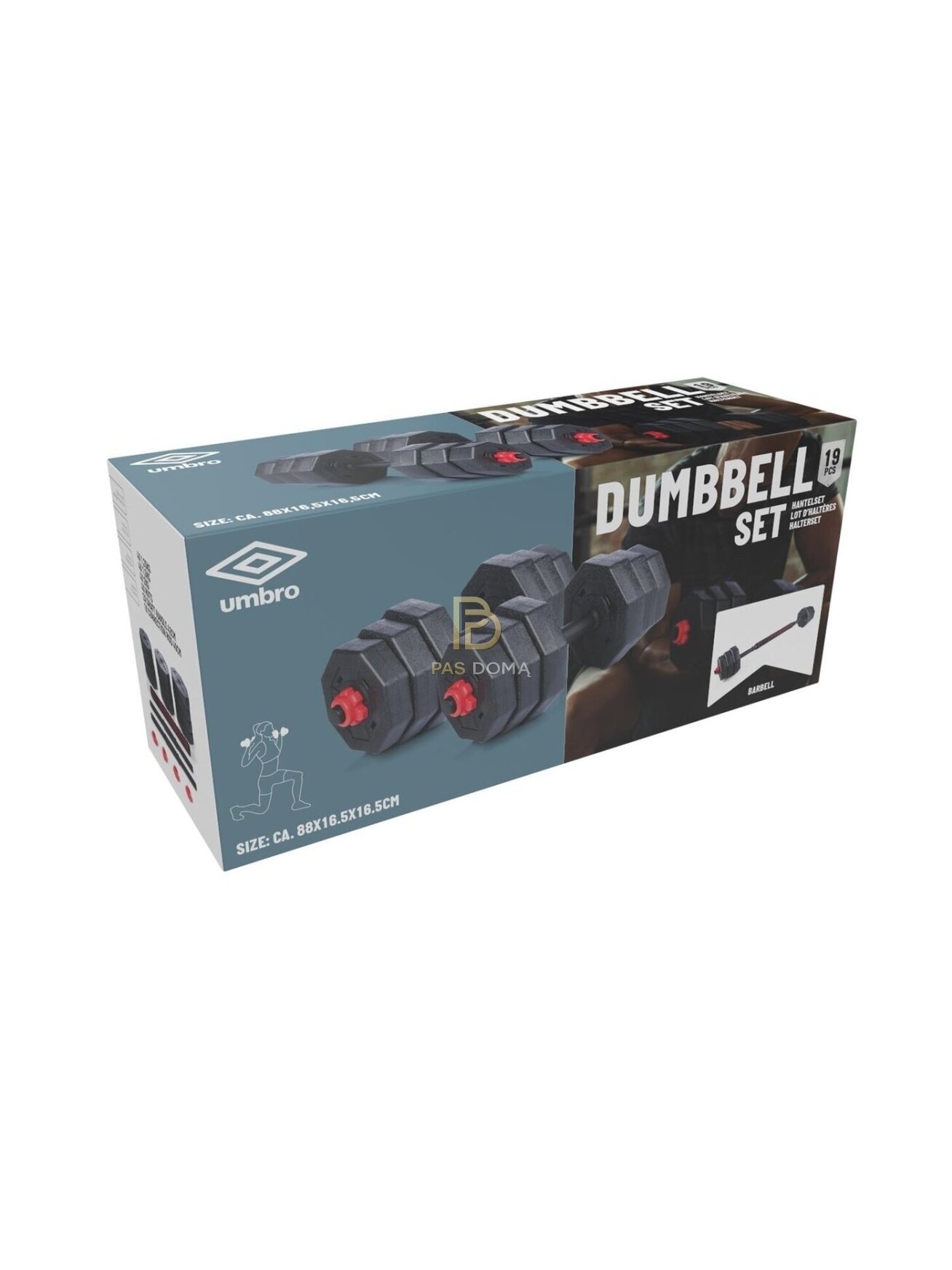 UMBRO Reguliuojamų hantelių rinkinys iki 19,6 kg