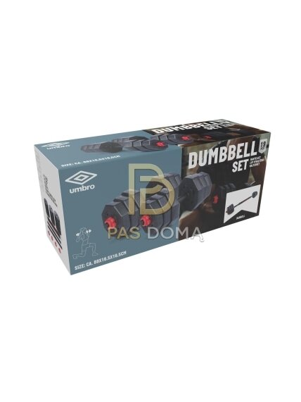 UMBRO Reguliuojamų hantelių rinkinys iki 19,6 kg