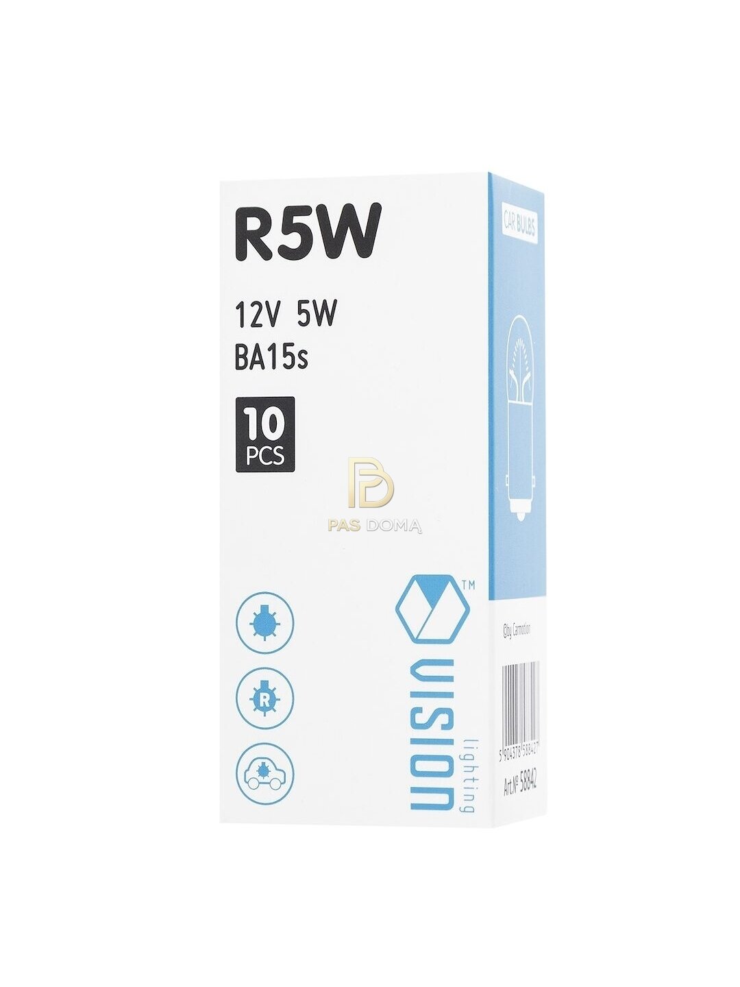 VISION R5W 12V 5W BA15s E4 lemputė 10 vnt 1